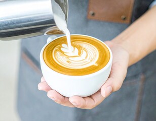 Close up Coffee latte with heart shape art.