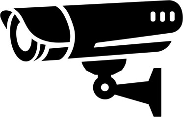 Security camera icon in black silhouette design for surveillance  