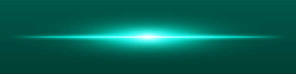 Cyan light beam. Sharp linear glow on dark blue background with radiant core, soft edge and tech-style brightness. Ideal for sci-fi, speed, energy, light source.