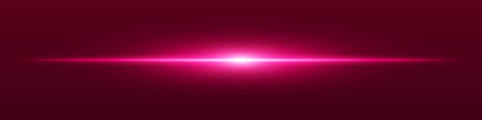 Red light beam. Sharp linear glow on dark blue background with radiant core, soft edge and tech-style brightness. Ideal for sci-fi, speed, energy, light source.