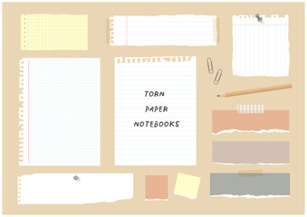 ノート、メモ、紙素材セット