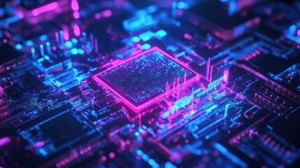 Obraz premium Quantum AI Chip Evolving Intelligence Structures in.jpeg