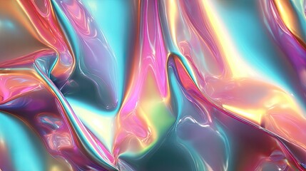 Vibrant holographic liquid metal background with smooth reflections