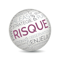 French risk concept sphere with strategy and anticipation keywords