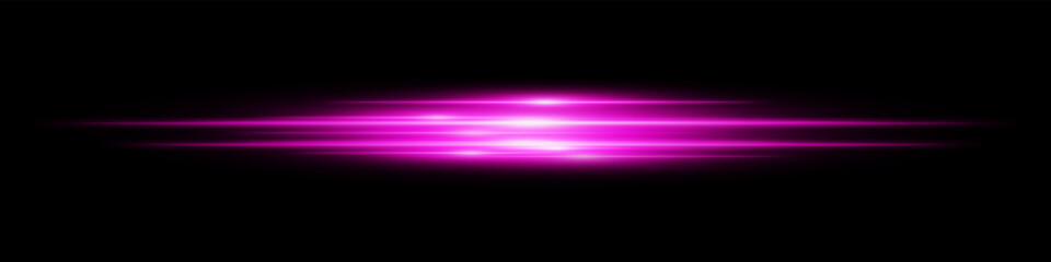Purple energy beam. Bright horizontal streaks with layered glow and radiant effect on black background. Great for power, sci-fi, motion, tech, future design.