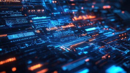 Obraz premium Holographic AI Interface with Futuristic Data Stream