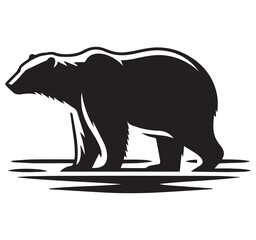 Obraz premium Black and White Bear Silhouette Vector Illustration: Wildlife Animal Graphic Design for Logos and Prints