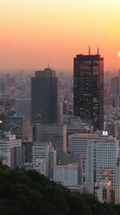Fototapeta premium Rascacielos urbanos en atmósfera brumosa