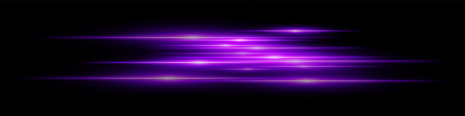 Purple motion streaks. Blurred glowing lines with soft light burst on black background, creating illusion of movement and depth. Ideal for speed, sci-fi, tech, energy effects.