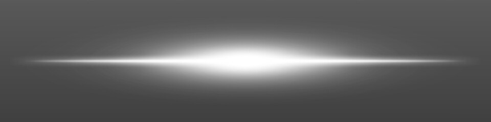 White light beam. Sharp linear glow on dark blue background with radiant core, soft edge and tech-style brightness. Ideal for sci-fi, speed, energy, light source.