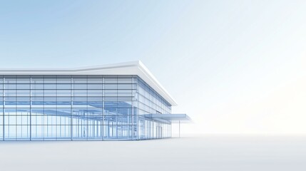 A modern waste-to-energy plant facade with transparent walls revealing shredders, gasifiers, and a combined heat and power block, with steam pipingcolored blue for clarity