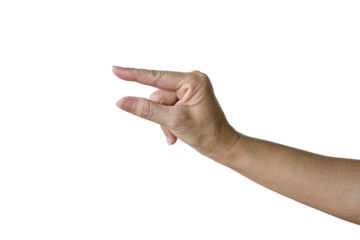 Hand Pinching Small Amount Gesture. Isolated on transparent background.