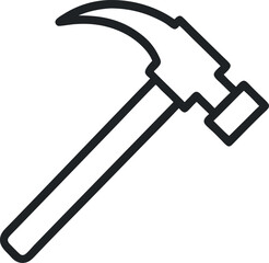 hammer outline icon on transparent background