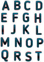 Bold, 3D Alphabet Letters in Teal and Coral, Abc letters