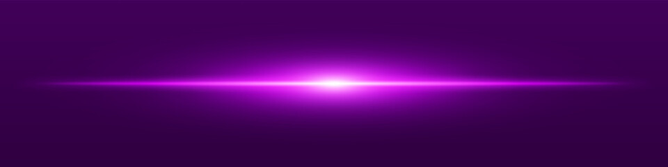 Purple light beam. Sharp linear glow on dark blue background with radiant core, soft edge and tech-style brightness. Ideal for sci-fi, speed, energy, light source.