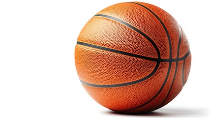 Obraz premium high detail basketball in fun clipart style with bold edges soft shadow on white background