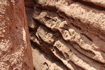 View of Pingshan Hu Grand Canyon is mainly composed of red gravel, sandstone, mudstone and is the only composite area of Danxia landform and colored hills in China