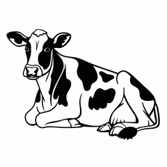 Cow Sitting Down Silhouette