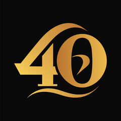 40th Anniversary Logo Template in Luxurious Gold
