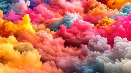 Vibrant, colorful, fluffy cloudscape; abstract art