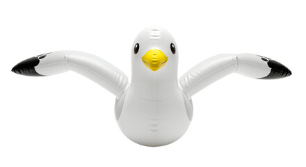 3D inflatable seagull toy with transparent background, generative ai