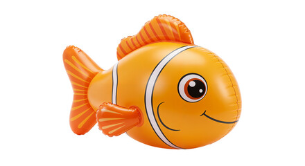  inflatable toy clownfish isolated on white background. generative ai. summer sea toys.