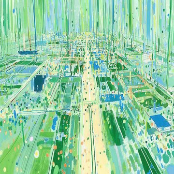 Perspectiva a&eacute;rea abstracta de ciudad verde