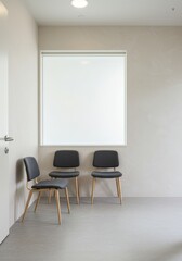 Minimalist Waiting Room Interior With Modern Chairs And Natural Light Photo