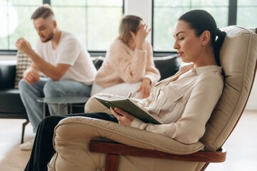Offended by each other. Couple are at psychologist appointment
