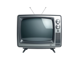 A old tv with off screen on transparent background 