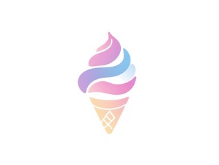 Colorful Soft Serve Ice Cream Cone: Pastel Swirl Dessert for Summertime Refreshment