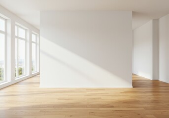 Fototapeta premium Modern Empty Room Interior With Wooden Floor And White Wall Photo