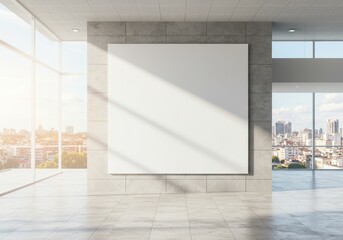 Obraz premium Modern Interior Space With Concrete Wall Frame In Urban Daylight Photo