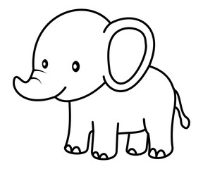 Cute Animal Cartoon Elephant for Coloring Books