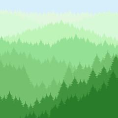 Fototapeta premium Nature background. Abstraction of mountains. Illustration of green mountain landscape.