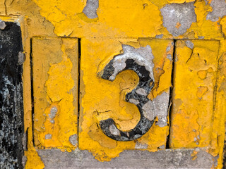 Written Wording in Distressed State Typography Found Number Font Letter 3 Three