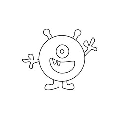 Cute fantasy alien monster. Сartoon character. Hand drawn illustration isolated on white background. Vector illustration