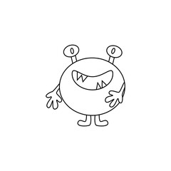 Cute fantasy alien monster. Сartoon character. Hand drawn illustration isolated on white background. Vector illustration