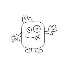 Cute fantasy alien monster. Сartoon character. Hand drawn illustration isolated on white background. Vector illustration