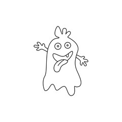 Cute fantasy alien monster. Сartoon character. Hand drawn illustration isolated on white background. Vector illustration