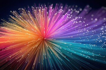 Naklejka premium Explosión de luz multicolor, efecto radial, textura brillante