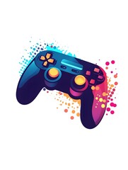 Vibrant Retro Gaming Controller in Colorful Pixel Art - Digital Gaming and Entertainment Culture