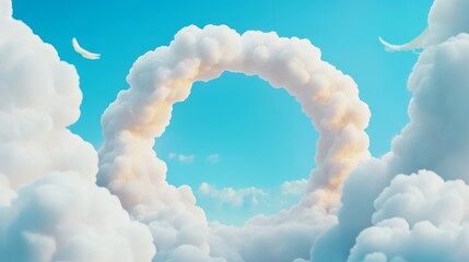 Celestial Embrace, a divine symbol enveloped in gentle clouds and radiant light, perfect for personalized messages and heartfelt notes