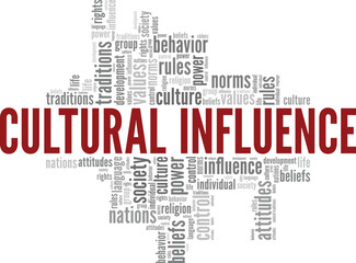 Cultural Influence word cloud conceptual design isolated on white background.