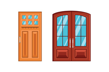 Set Of Detailed Colorful Front Doors