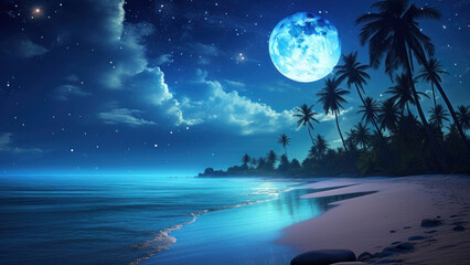 Night beach moon astronomy