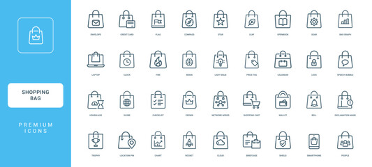 collection shopping bag icons concepts designed for e-commerce retail applications