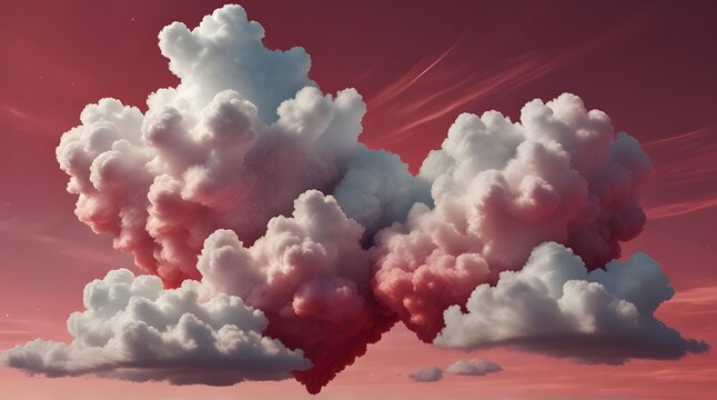 vibrant heart shaped clouds form stunning Valentines. generative ai