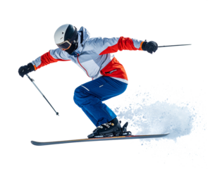 Jumping skier isolated on transparent or white background