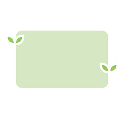 Minimal light green square frame with small leaf decoration in flat vector style